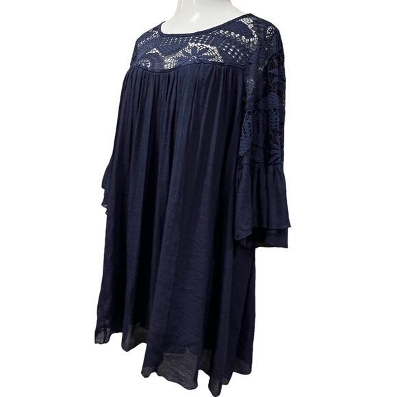Avenue Boho Lace Swing Mini Dress, NWT, Navy, 22/24 - Picture 6 of 9